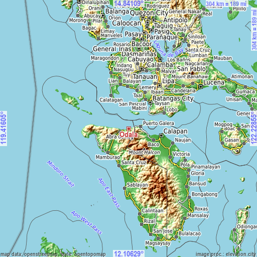 Topographic map of Odala