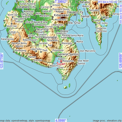 Topographic map of Tuyan