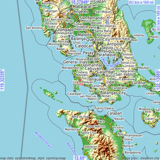 Topographic map of Tuy