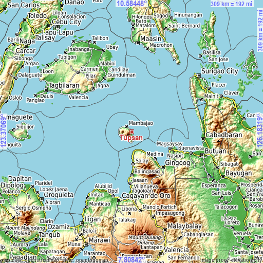 Topographic map of Tupsan