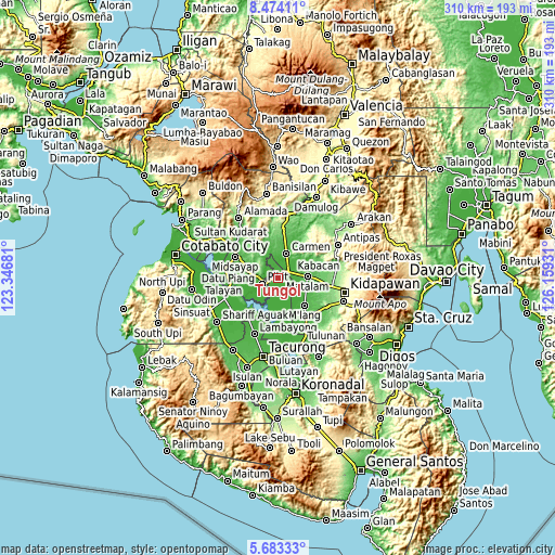 Topographic map of Tungol