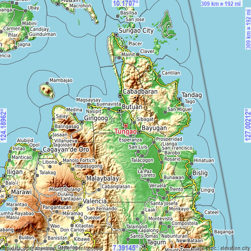 Topographic map of Tungao