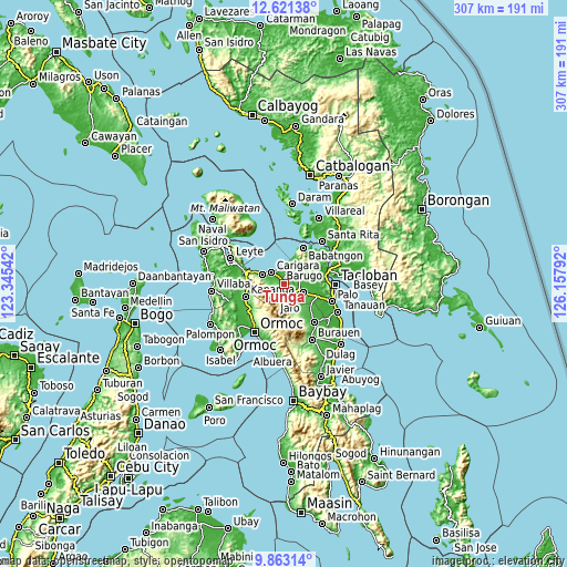 Topographic map of Tunga