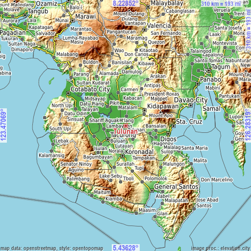 Topographic map of Tulunan