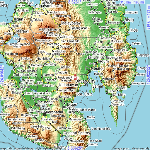 Topographic map of Tuli