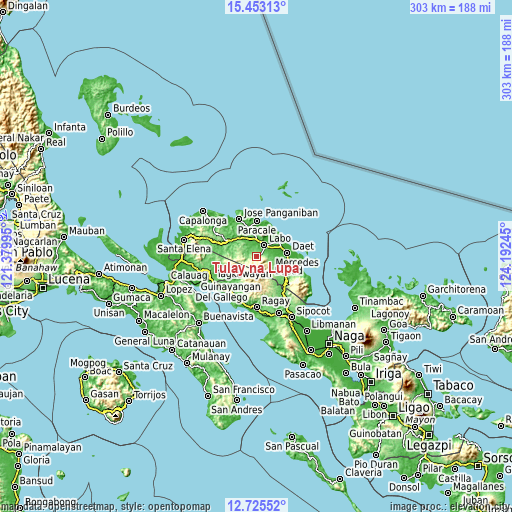 Topographic map of Tulay na Lupa