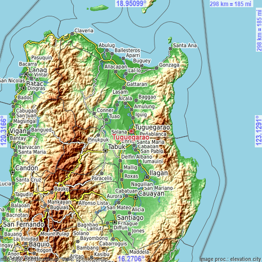 Topographic map of Tuguegarao