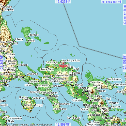 Topographic map of Tugos