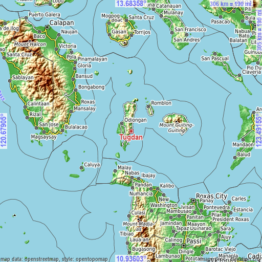 Topographic map of Tugdan