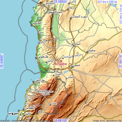 Topographic map of Al Qabw
