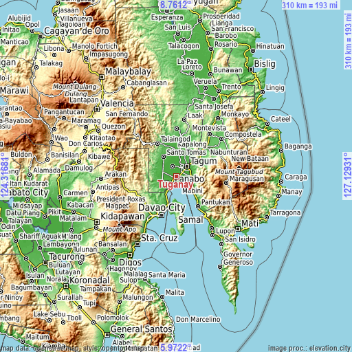 Topographic map of Tuganay