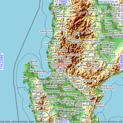 Topographic map of Tuding