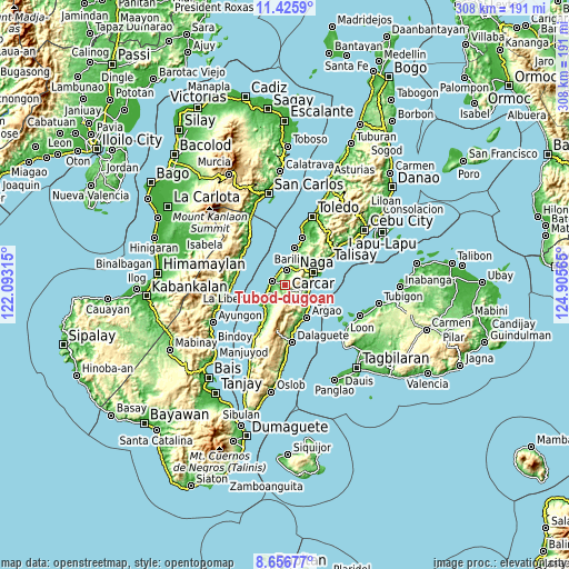 Topographic map of Tubod-dugoan