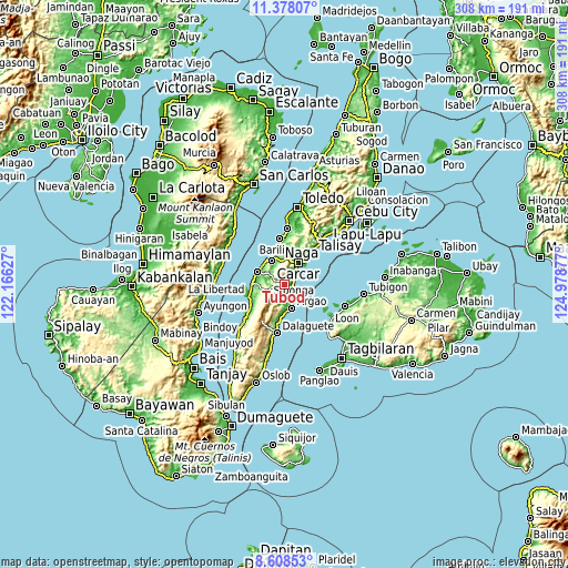 Topographic map of Tubod