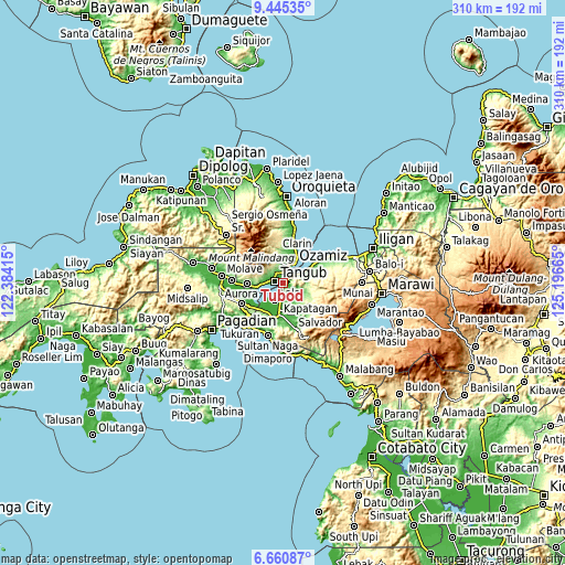 Topographic map of Tubod