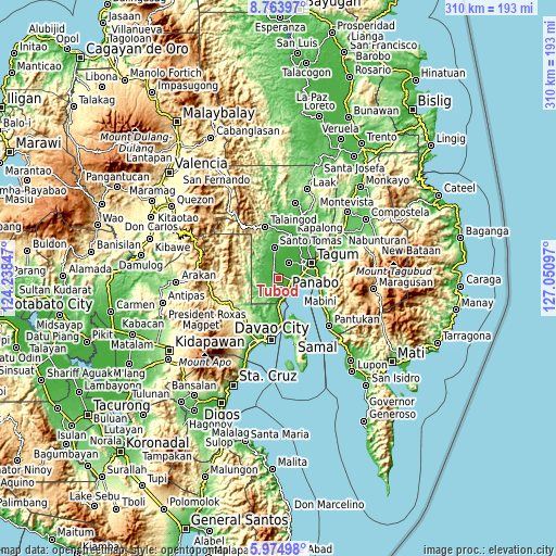 Topographic map of Tubod