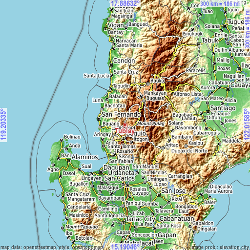 Topographic map of Tublay