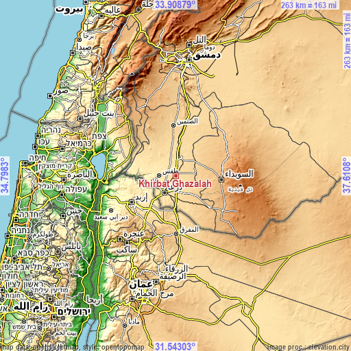 Topographic map of Khirbat Ghazālah