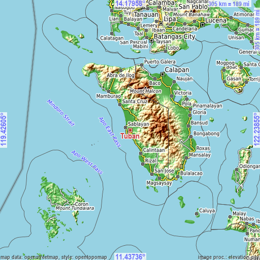 Topographic map of Tuban