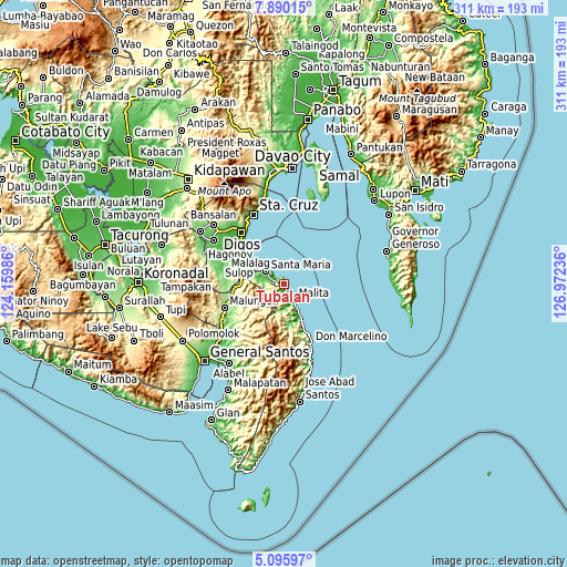 Topographic map of Tubalan