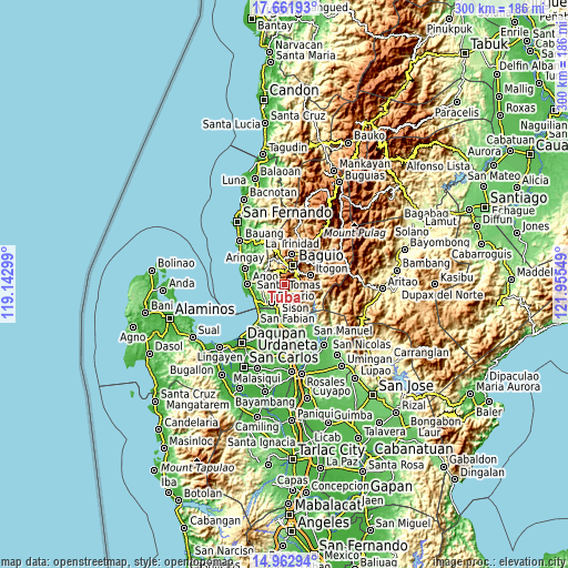 Topographic map of Tuba