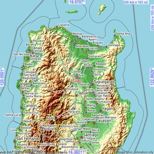 Topographic map of Tuao