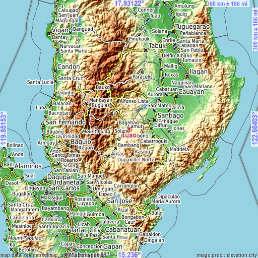 Topographic map of Tuao