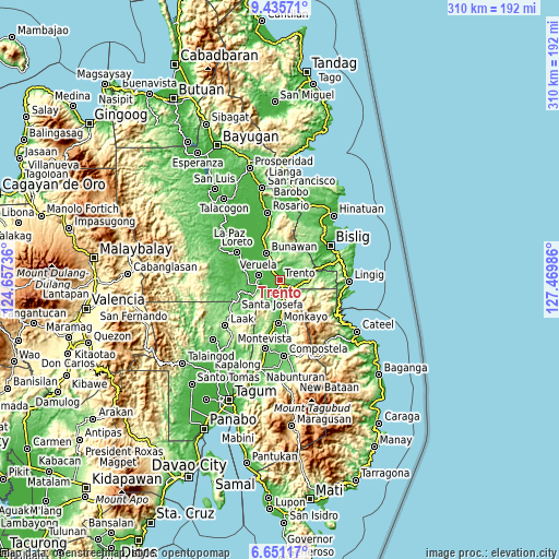 Topographic map of Trento