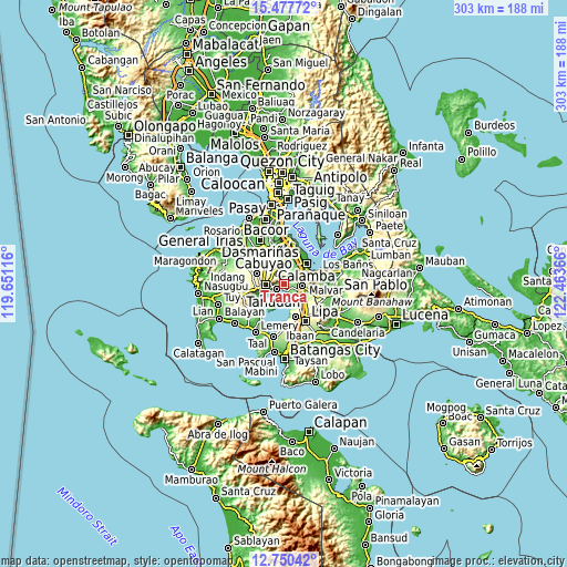 Topographic map of Tranca