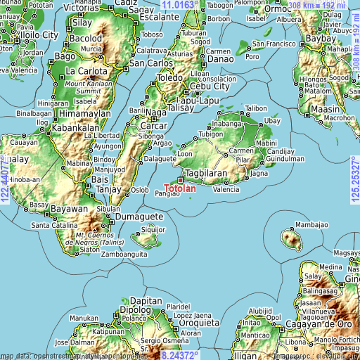 Topographic map of Totolan
