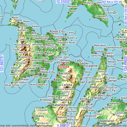 Topographic map of Tortosa