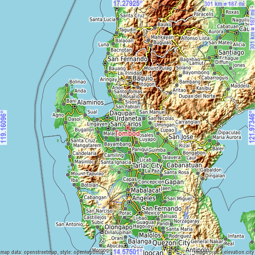 Topographic map of Tombod