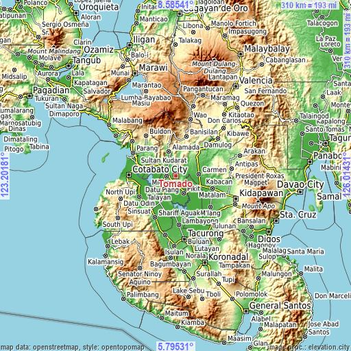 Topographic map of Tomado