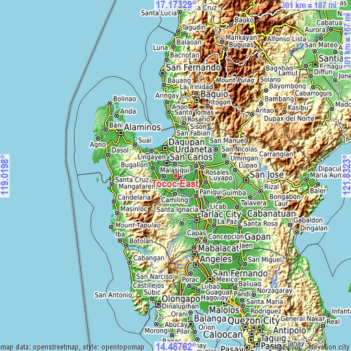 Topographic map of Tococ East