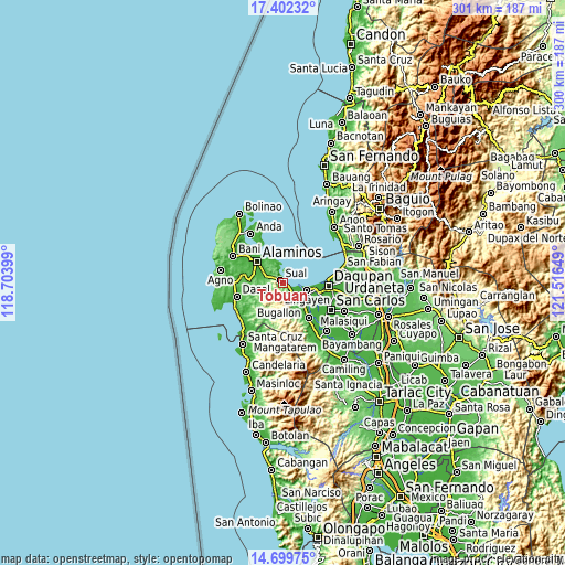 Topographic map of Tobuan