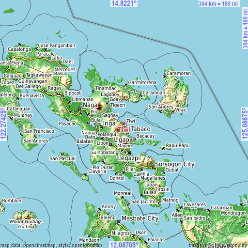 Topographic map of Tiwi