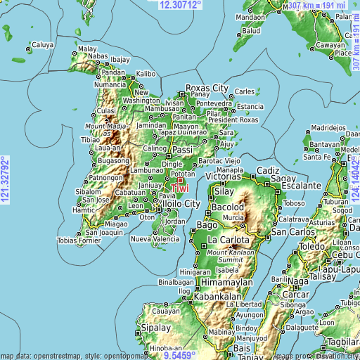 Topographic map of Tiwi