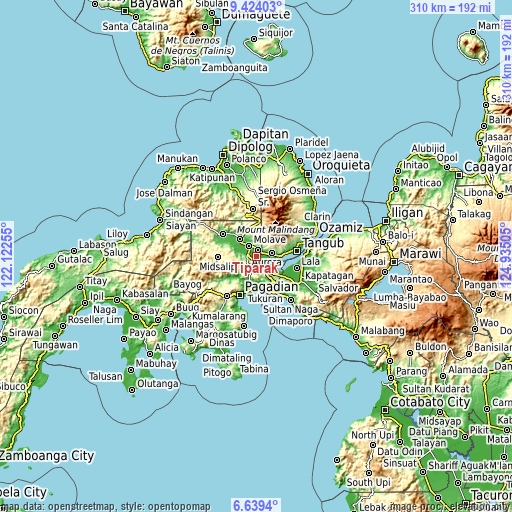 Topographic map of Tiparak