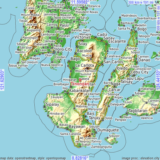 Topographic map of Tinongan