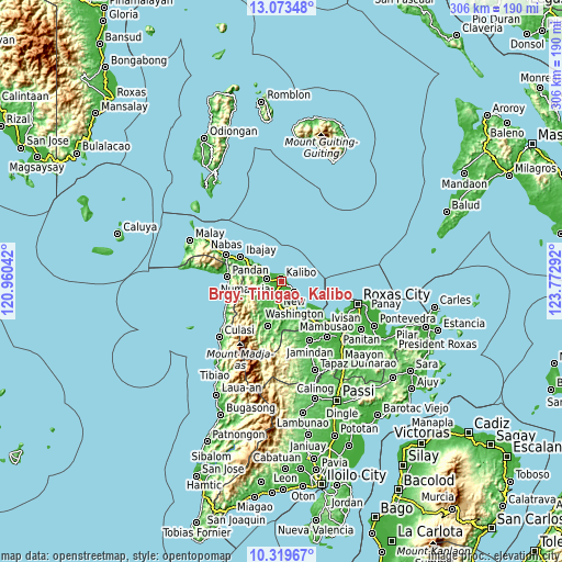 Topographic map of Brgy. Tinigao, Kalibo