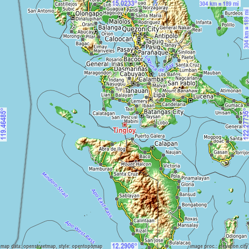 Topographic map of Tingloy