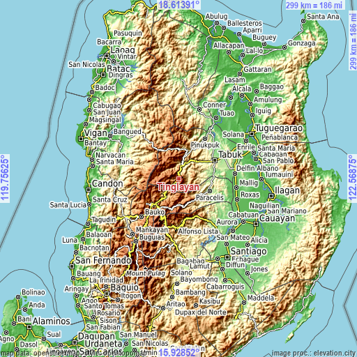 Topographic map of Tinglayan