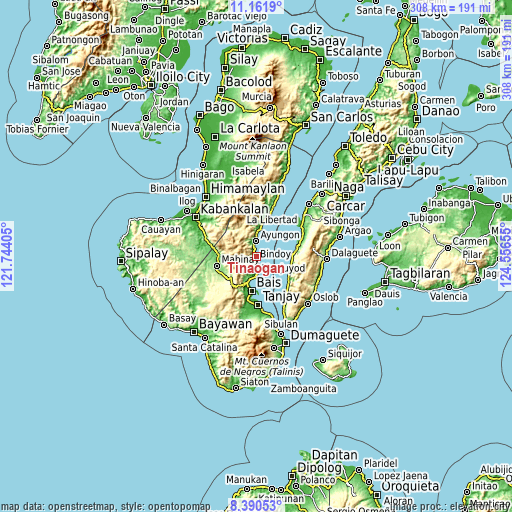 Topographic map of Tinaogan