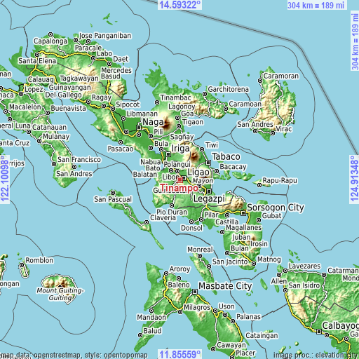 Topographic map of Tinampo