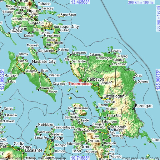 Topographic map of Tinambacan