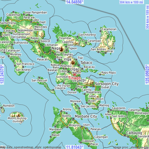 Topographic map of Tinago