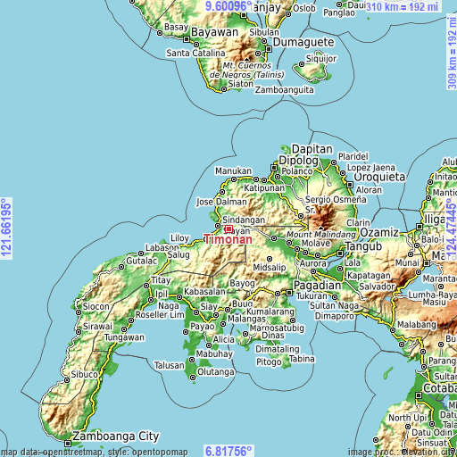 Topographic map of Timonan