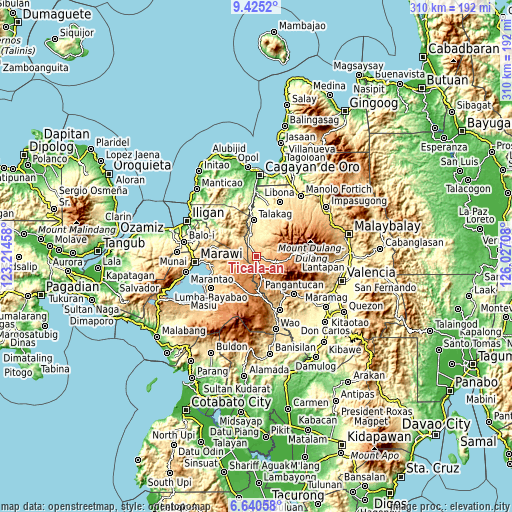 Topographic map of Ticala-an