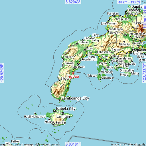 Topographic map of Tigbao