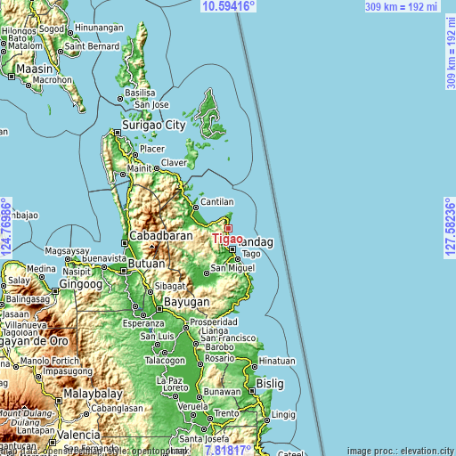 Topographic map of Tigao